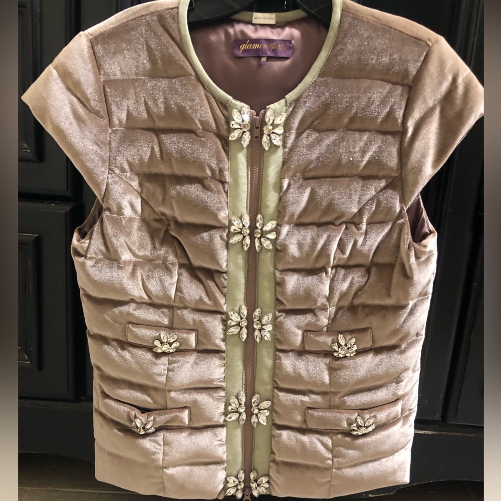 Glamourpuss NYC Embellished Puffer Vest